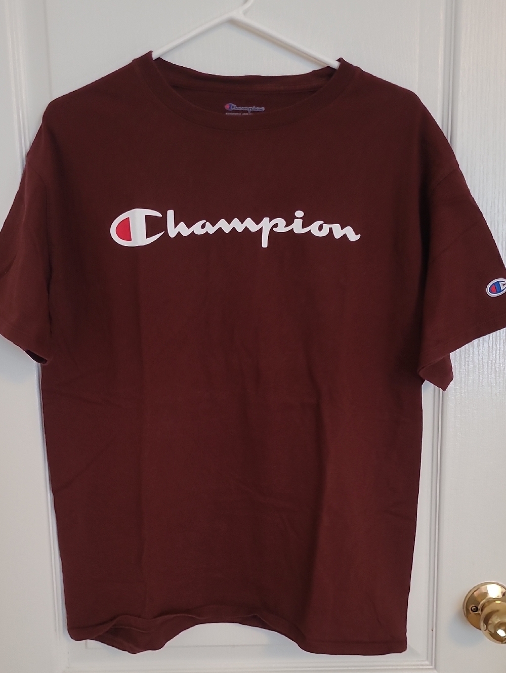 Champion Maroon Script Logo Tee